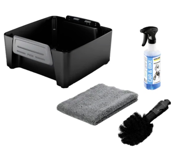 Set accesorii Karcher Bike Box, perie universala, prosop microfriba, solutie universala