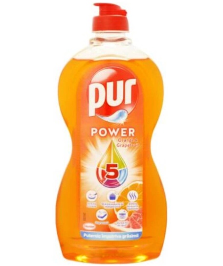 Detergent Lichid PUR Power 5 Orange&Grapefruit, Cantitate 450 ml,